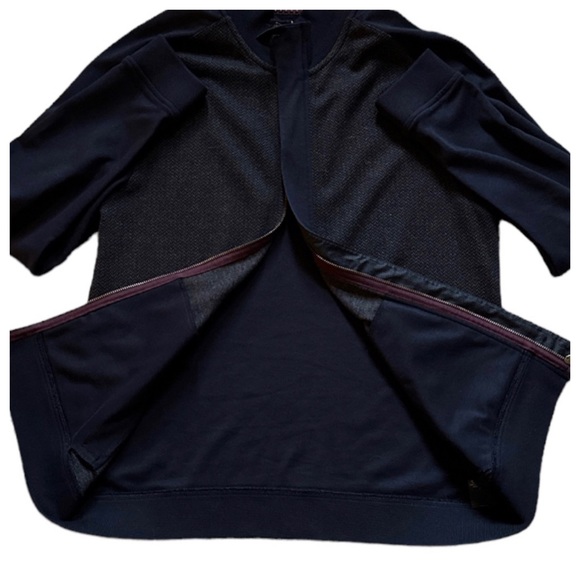 TED BAKER LONDON FULL ZIP MEN’S COTTON BOMBER STYLE KNITWEAR JACKET NAVY GRAY - Picture 10 of 12